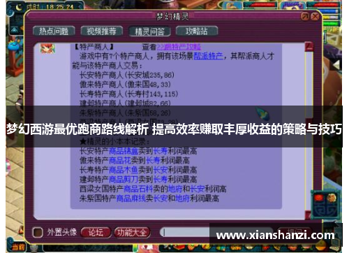 梦幻西游最优跑商路线解析 提高效率赚取丰厚收益的策略与技巧